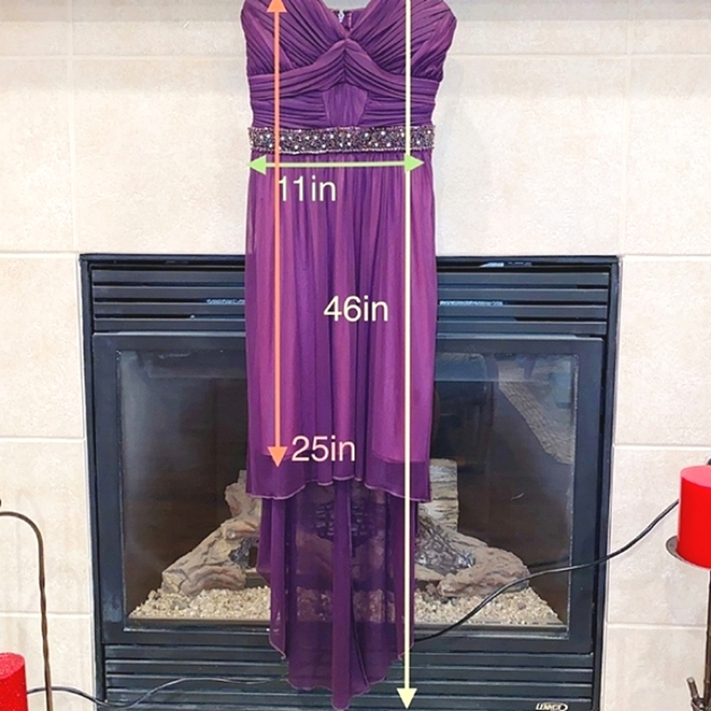 💜 Purple Hi-Low Beaded Gown Misses Size 3 EUC! - Picture 7 of 10